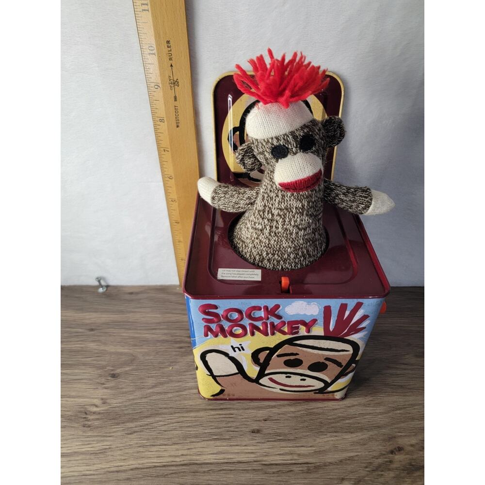 Schylling Musical Sock Monkey Jack in the Box Toy Tested Works - Picture 13 of 14